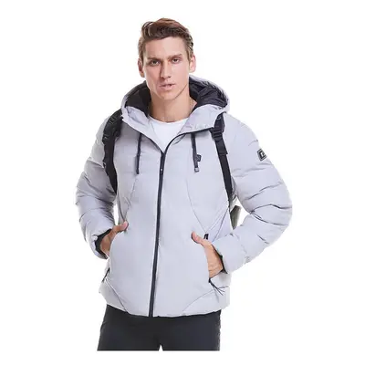 (Grey, 2XL) Electronic USB Heated Jacket Intelligent Heating Warm Back Cervical Spine Hooded Wor