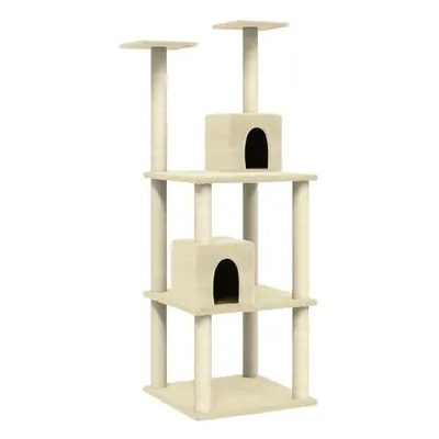 vidaXL Cat Tree with Sisal Scratching Posts Cream Cat Tower Activity Center