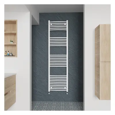 (Curved, 1800x500mm) Warmehaus Heated Towel Rail White Bathroom Ladder Style Radiator Central He