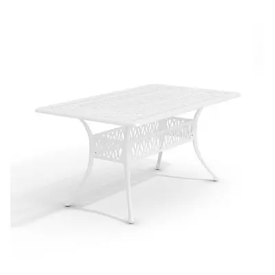 (White) Vintage Rectangular Cast Aluminum Garden Bistro Table