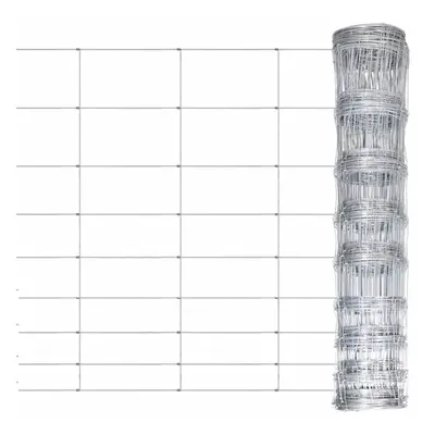 vidaXL Garden Fence 50x1.2 m Silver Galvanised Steel Wire Roll Mesh Fence