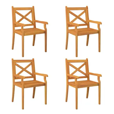 (4 pcs) vidaXL 2/3/4/6/8x Solid Wood Acacia Outdoor Dining Chairs Kitchen Accent Chair