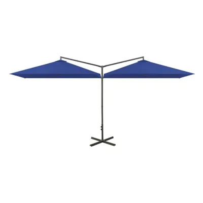 vidaXL Double Parasol with Steel Pole Azure Blue 600x300 cm Outdoor Umbrella