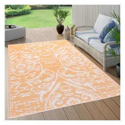 vidaXL Outdoor Carpet ARAKIL Orange and White 190x290 cm PP Rug Outdoor Blanket