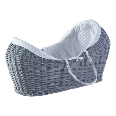 White Dimple Grey Wicker Pod Moses basket with Mattress