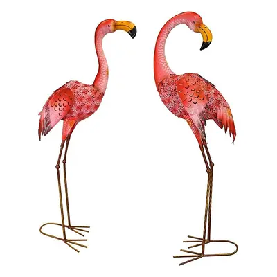 Pair of Flamingo Solar Light Garden Ornaments