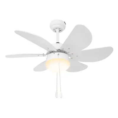 HOMCOM Mounting Reversible Ceiling Fan with Light, Pull-chain Switch, White