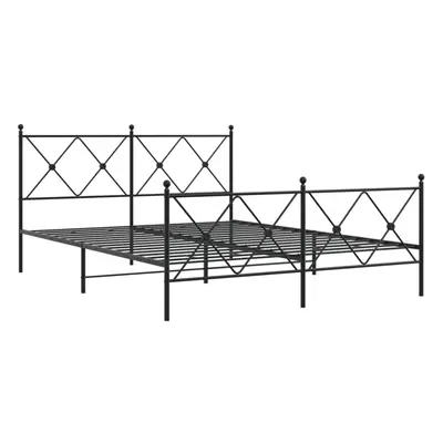 (black, 150x200 cm/with headboard & footboard) vidaXL Metal Bed Frame with Headboard and Footboa