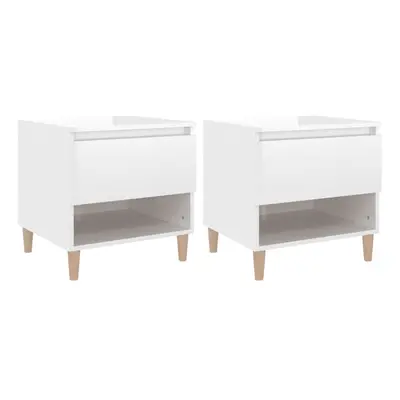 (high gloss white, pcs) vidaXL 1/2x Bedside Table Engineered Wood Bed Cabinet End Table Multi Co