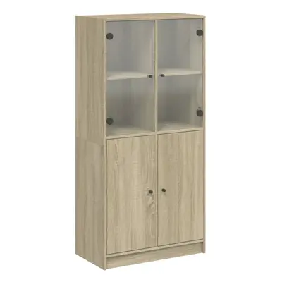 vidaXL Highboard with Doors Sideboard Side Cabinet Sonoma Oak Engineered Wood