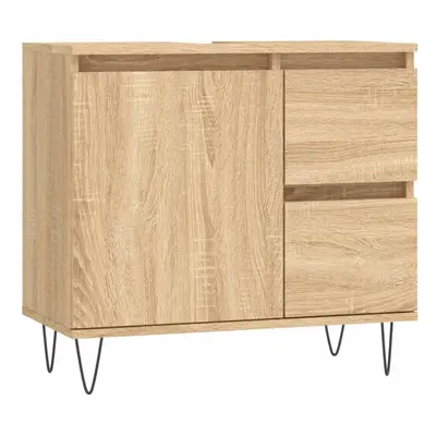 (sonoma oak) vidaXL Bathroom Cabinet Vanity Unit Highboard Cupboard White Engineered Wood