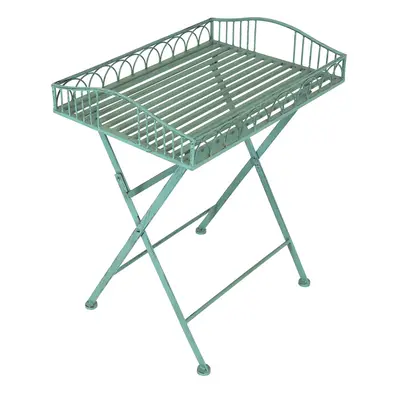 Charles Bentley Wrought Decorative Iron Garden Side Table - Sage Green