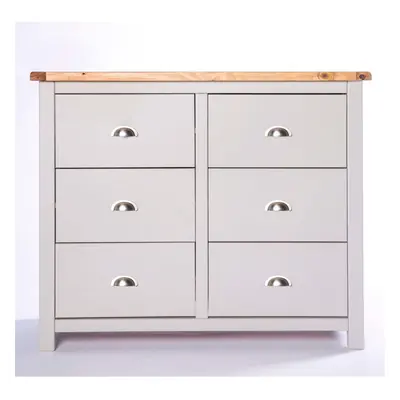 Chest of Drawers 3+3 Drawer Light Grey Bedroom Furniture Storage Unit