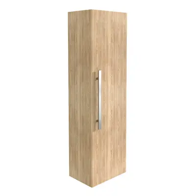 NRG 1200mm Light Oak Effect Wall Mounted Tall Bathroom Storage Unit