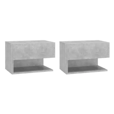 (concrete grey, 2) vidaXL Wall Bedside Cabinet Floating Nightstand Bedside Unit Hanging Cabinet