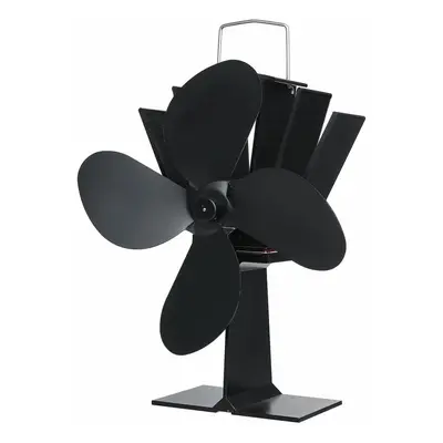 (Black) Blades Fireplace Fan Stove Fan Heated Fan Heat Powered Eco Fan