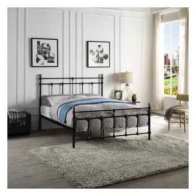 (King Size x 200cm, No Mattress) BAYFORD TRADITIONAL BLACK METAL BED FRAME