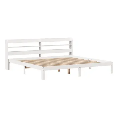 vidaXL Bed Frame with Headboard Bed Base White 200x200 cm Solid Wood Pine