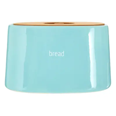 Fletcher Bread Crock Worded Detail Blue Dolomite Bamboo Lid