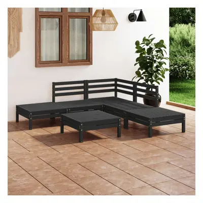 vidaXL Garden Lounge Set Outdoor Sofa Set Couch Piece Solid Pinewood Black