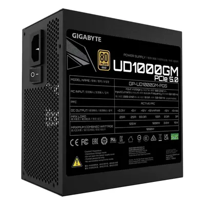 GIGABYTE UD1000GM PG5 1000W PSU ATX 3.0, PLUS Gold, Fully Modular, UK Plug, PCIe Gen 5.0