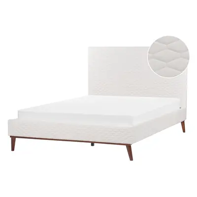 Slatted Bed BAYONNE x cm (EU Double) Velvet Off-White