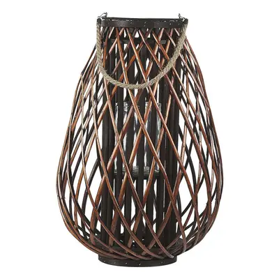 Wooden Candle Lantern cm Brown KIUSIU