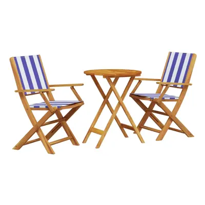 (blue and white, x cm) vidaXL Bistro Set Piece Outdoor Bar Set Blue and White Fabric and Solid W