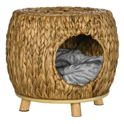 PawHut Rattan Cat House Stool for Rest w/ Soft Cushion x x 41cm