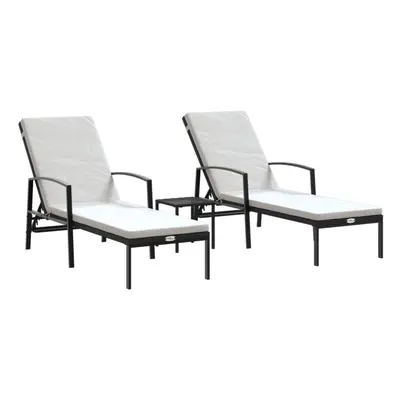 vidaXL Sun Loungers pcs with Table Sun Bed Patio Day Bed Poly Rattan Black