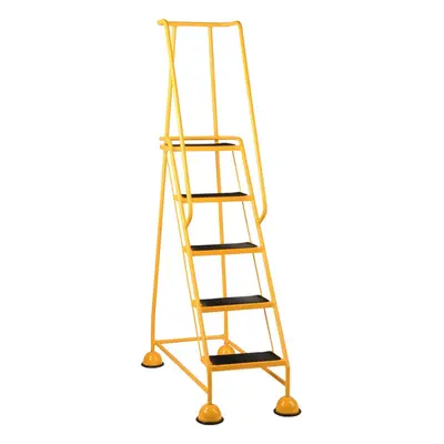 5 Tread Mobile Warehouse Steps YELLOW 1.94m Portable Safety Ladder & Wheels