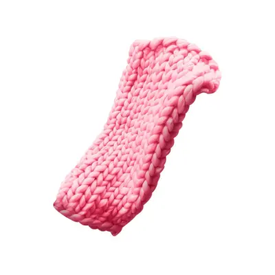 (Pink, M) Chunky Knitted Handmade Thick Blanket