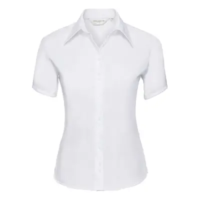 (M, White) Russell Collection Ladies/Womens Short Sleeve Ultimate Non-Iron Shirt