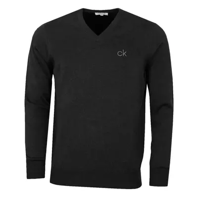 (L, Charcoal Marl) Calvin Klein Golf Mens V-Neck Tour Durable Comfort Sweater