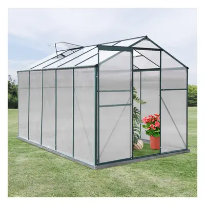 (10x6ft no Base) Greenhouse Aluminium Polycarbonate Garden Green Plant Housing