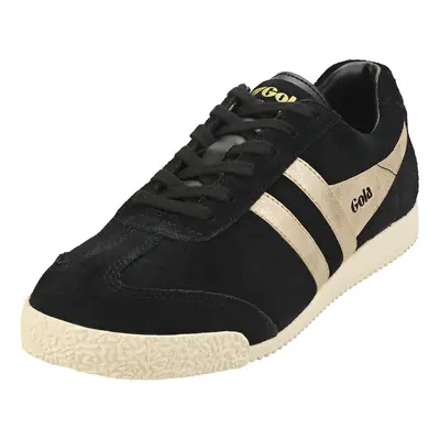 (3) Gola Harrier Mirror Womens Classic Trainers in Black Gold