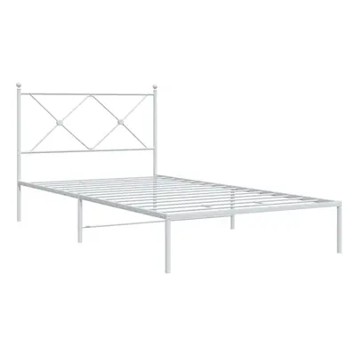 (white, 107x203 cm/with headboard) vidaXL Metal Bed Frame with Headboard and Footboard Bed Base 