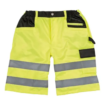 (L, Fluorescent Yellow) SAFE-GUARD by Result Mens Safety Cargo Shorts