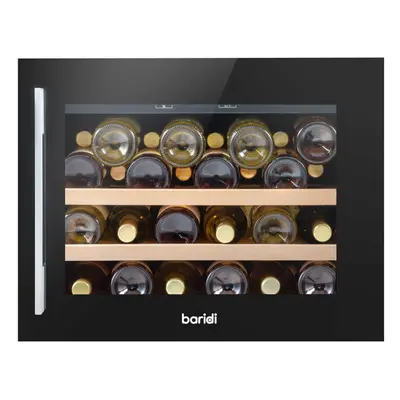 Baridi 60cm Built-In Bottle Wine Cooler with Beech Wood Shelves, Black - DH205