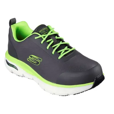 (12UK /47EU /13US, Grey/Lime) Skechers Safety Trainers Steel Safety Toe S3 SRC Breathable Arch-F