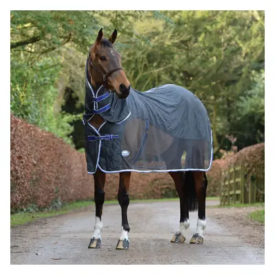 (7ft, Charcoal/Blue/White) Weatherbeeta Wick Dri II Combo Neck Cooler Rug