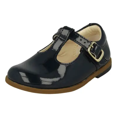 (UK 5.5 Infant, Navy (Blue)) Infant Girls Clarks T-Bar Shoes Drew Shine - G Fit