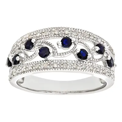 (N) Jewelco London 9ct White Gold Fancy Sapphire And Diamond Ring