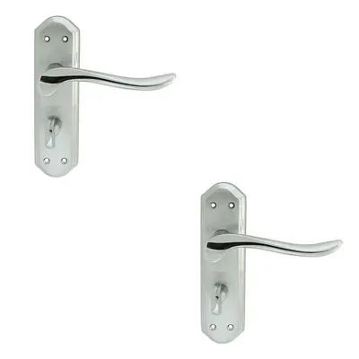 2x PAIR Curved Handle on Sculpted Bathroom Backplate x 48mm Chrome