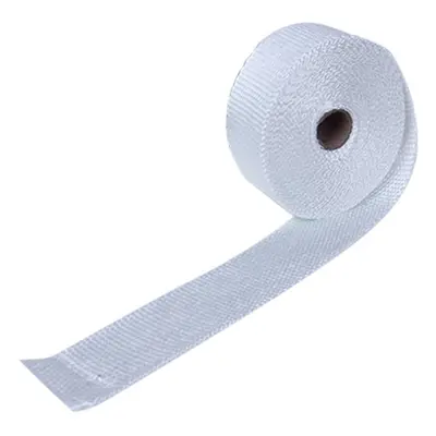 (White) 10m Fiberglass Wrap Exhaust Heat Roll Durable Wear-Resistant Shield Tape Insulating Pipe