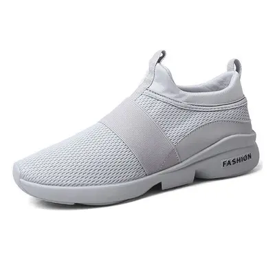 (Grey, 8.5) Men Comfy Ankle Cushion Slip On Sports Sneakers