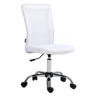 Vinsetto Armless Office Chair with Adjustable Height Mesh Back Wheels White