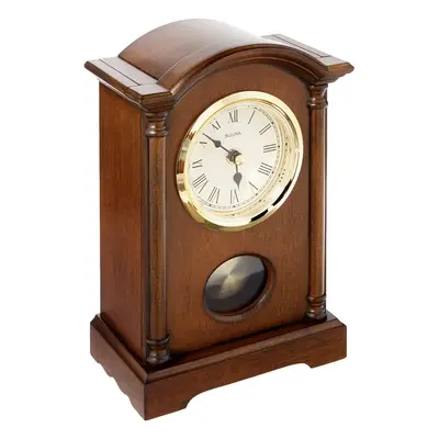 Bulova Dalton chiming Pendulum Table clock - Walnut Finish - gold-Tone Accents