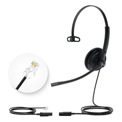 Yealink Phone Headsets for Office Phones YHS34 Lite QD to RJ9 Wired Headset Compatible with Poly