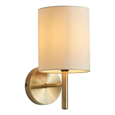 Dimmable LED Wall Light Antique Brass & Cream Shade Modern Lounge Lamp Lighting